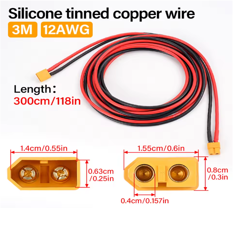 12AWG XT60 ذكر أنثى تحويل التو - مراجعة Drone Rc Link وسعره