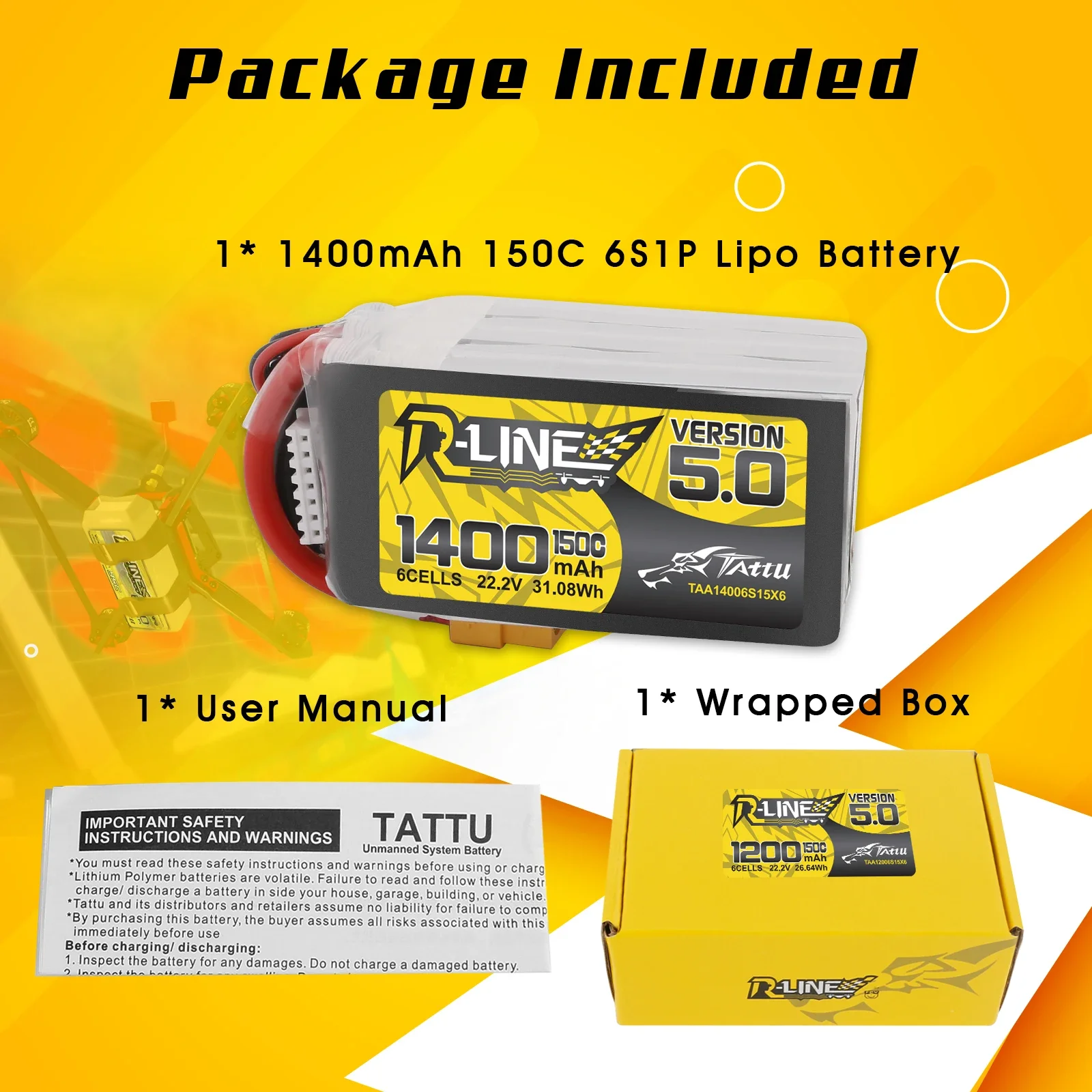 Tattu R-Line 1200mAh 1400mAh 6 - مراجعة Drone Frame 5 Inch وسعره
