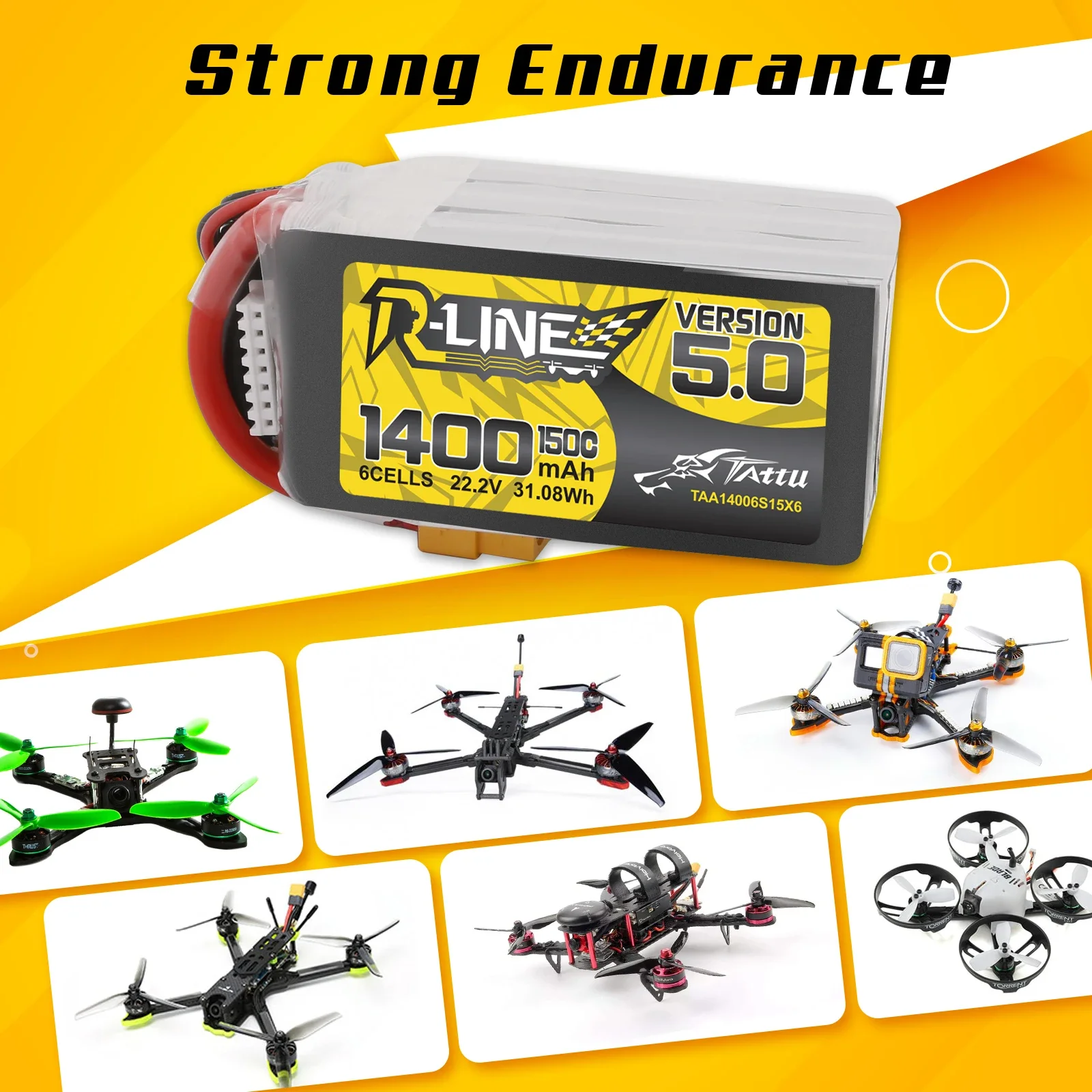 Tattu R-Line 1200mAh 1400mAh 6 - مراجعة Drone Frame 5 Inch وسعره